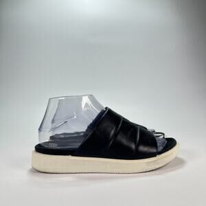 ECCO Black Leather Platform Casual Comfort Slip On Slide Sandals Women's Sz 6.5